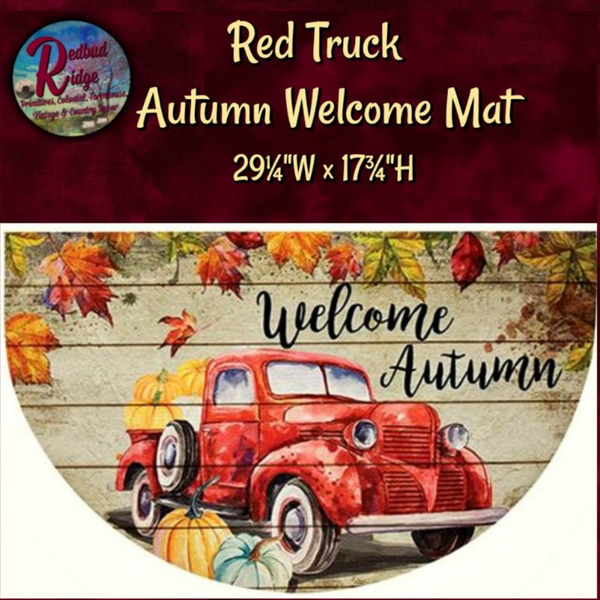 Fall Red Truck Autumn Welcome Rug Mat