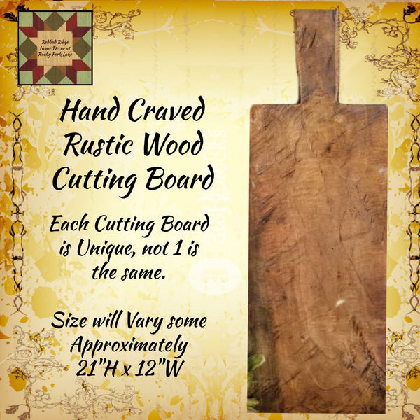 Hand Carved Rustic Wood Cutting Board 21"L