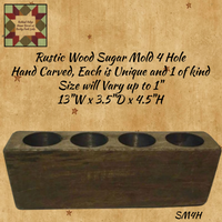 Hand Carved Wood 4 Hole Sugar Mold 13" ~ 14"