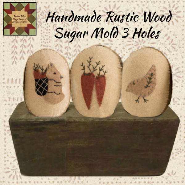 Rustic Wood Sugar Mold 3 Hole