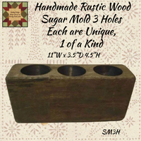 Rustic Wood Sugar Mold 3 Hole