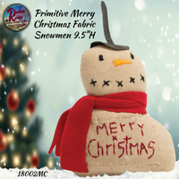 Primitive Snowmen Believe or Merry Christmas Fabric 9.5"H
