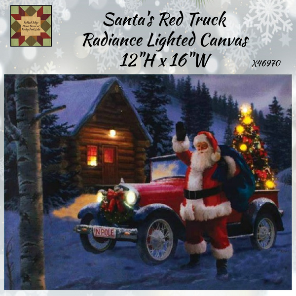 Christmas Santa's Red Truck Lighted Timer Canvas