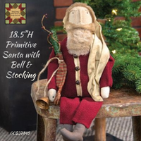 Primitive Santa w/Bell & Stocking 18.5"H