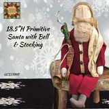 Primitive Santa w/Bell & Stocking 18.5"H