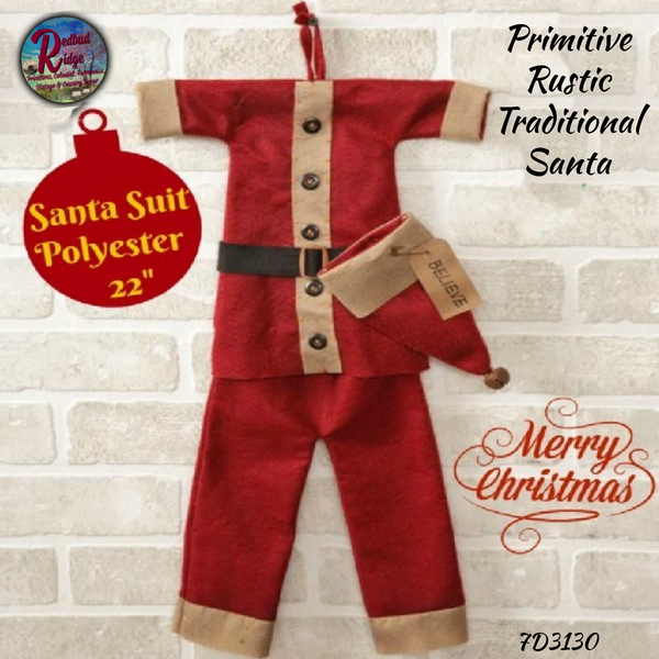 Christmas Vintage Hanging Santa Suit 22"L