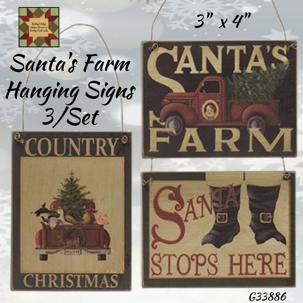 Santa's Farm Hanging Signs 3/Set