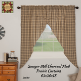 Sawyer Mill Charcoal Plaid Prairie Curtains 63x36x18