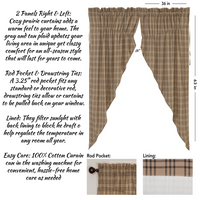 Sawyer Mill Charcoal Plaid Prairie Curtains 63x36x18