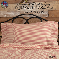 Sawyer Mill Ticking Red/Tan Bedding Collections & Accessories 25% Savings