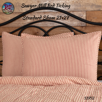 Sawyer Mill Ticking Red/Tan Bedding Collections & Accessories 25% Savings