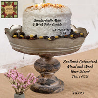 Scalloped Galvanized Metal and Wood Cake Stand or Riser