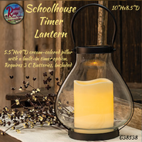 Lantern Schoolhouse Including  Flameless Timer Candle 10"H