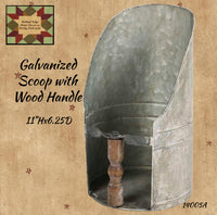 Scoop Galvanized with Wood Handle 11"H