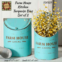 Farm House Kitchen Turquoise Bins Set of 2