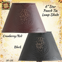 Star Punch Tin Black or Cranberry Lamp Shade   6" Clip