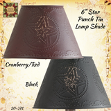 Star Punch Tin Black or Cranberry Lamp Shade   6" Clip