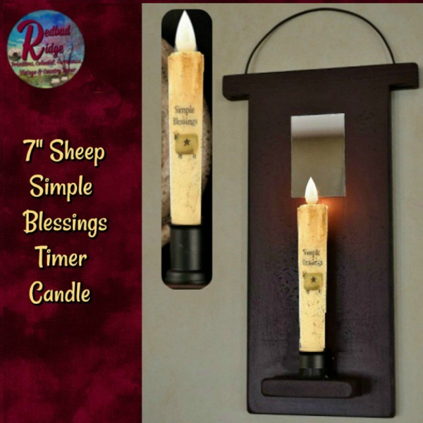 Sheep Simple Blessings Cream Timer Taper Candle 7"H