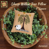 Sheep, Willow Tree & Stars Embroidered Pillow