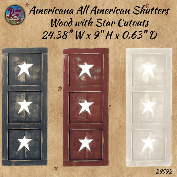 *Distressed Americana All American Shutters 3/Set 24"H Star Cutouts