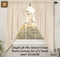 Simple Life Flax Natural Cream Prairie Curtains 63"L