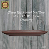 Simple Rustic Wood Oval Tray 16"L