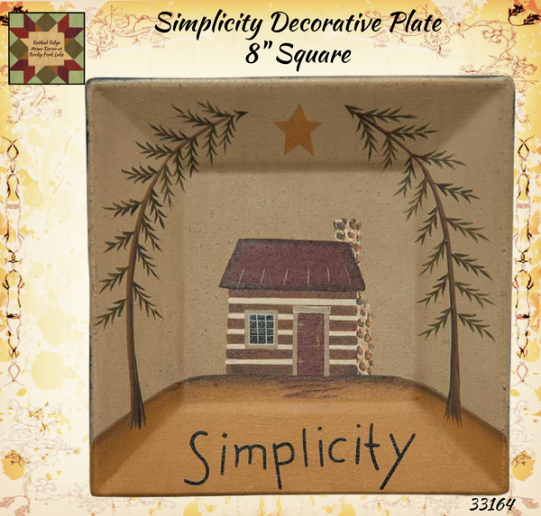 Simplicity Pine Trees Star Cabin Plate 8" Square