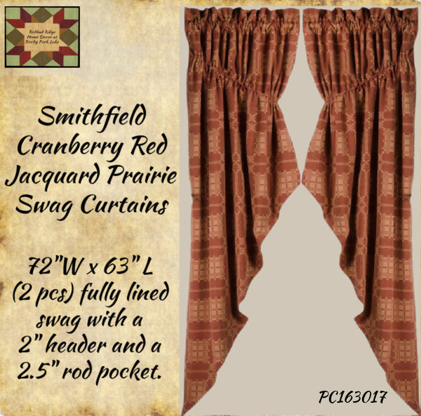 Prairie Swags Smithfield Jacquard Cranberry Barn Red/Nutmeg 50% Savings