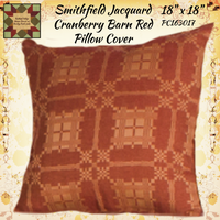 Smithfield Jacquard Cranberry Barn Red Pillow Cover 18" 50% Savings