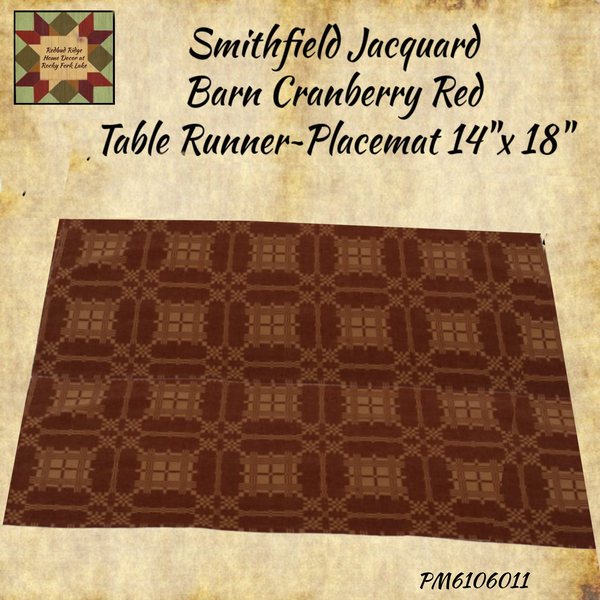 Smithfield Cranberry/Red & Tan Jacquard Table Topper Placemat 14"x18" 50% Savings