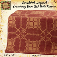 Smithfield Jacquard Cranberry Barn Red Table Runner 36"