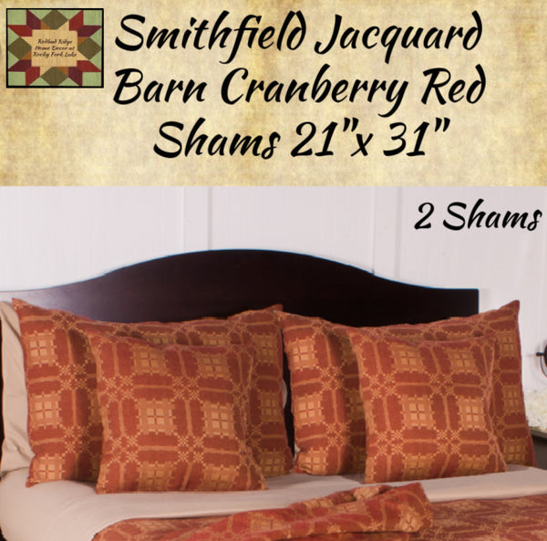 Smithfield Pillow Shams 2/Set Cranberry Barn Red/Nutmeg 50% Savings