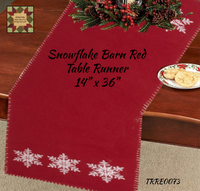 Christmas Snowflake Barn Red Table Runner 14"x36"