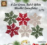 Snowflakes Red/Green/White 1.5" 6 Set