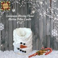Snowman Lumpy Moving Motion Flameless Pillar Timer Candles