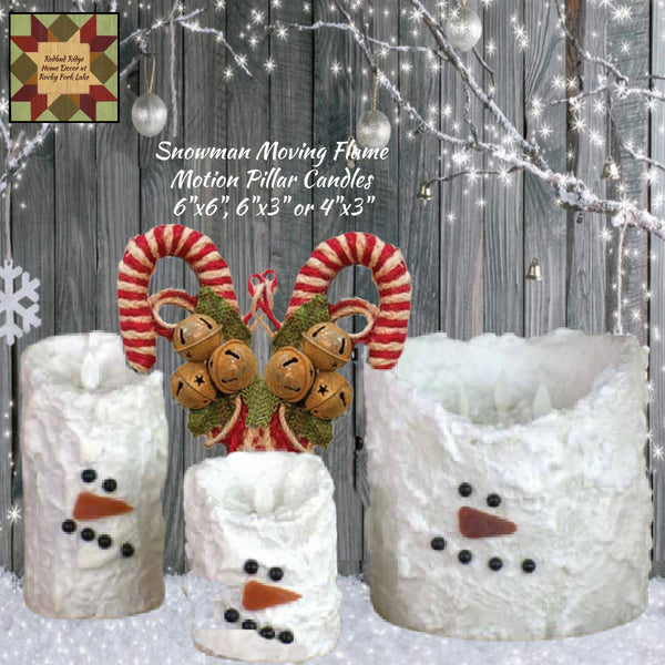 Snowman Lumpy Moving Motion Flameless Pillar Candles