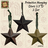 Primitive Hanging Stars 3.5" Metal, with Homespun Fabric