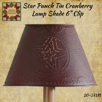 Star Punch Tin Black or Cranberry Lamp Shade   6" Clip