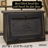 Wood Bread Box with Burnished Star Punch Tin Front 11.75"H PREORDER