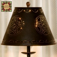 Star Punch Tin Black or Cranberry Lamp Shade   6" Clip