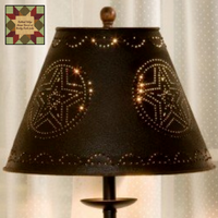 Lamp Shade Star Punch Tin Black or Cranberry Lamp Shade   6" Clip