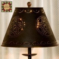Lamp Shade Star Punch Tin Black or Cranberry 6" Clip