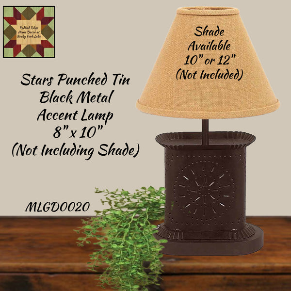 Stars Punched Tin Black Metal Accent Lamp