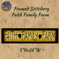 Framed Stitchery Faith Family Farm