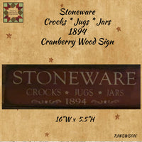 Distressed Stoneware Crocks *Jugs *Jars 1894 Wood Sign