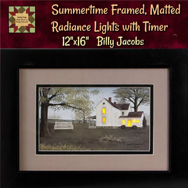 Summertime ~ Billy Jacobs Framed, Matted, Glass Front, Radiant LED 12"x"16
