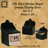 Olde Wooden Black Hinged Storage/Display Boxes Set of 3
