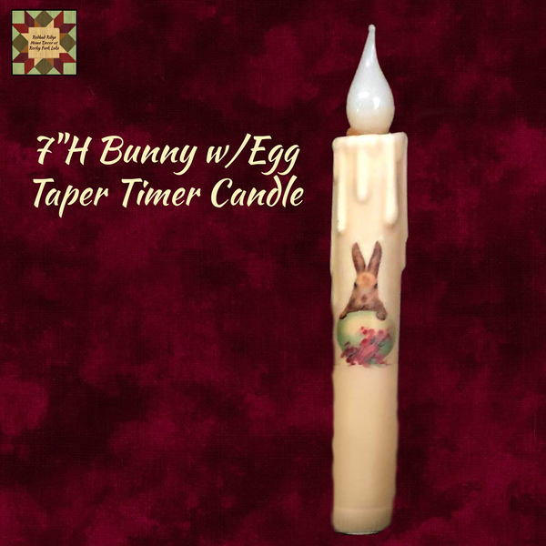 Bunny 7" Cream Taper Timer Candle w/Eggs or Flowers