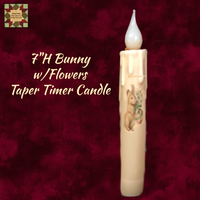 Bunny 7" Cream Taper Timer Candle w/Eggs or Flowers