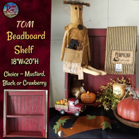 Distressed Wood Beadboard 24"  Shelf Black, Cranberry, or Mustard